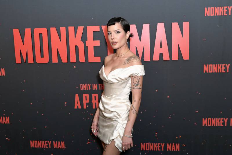 WEST HOLLYWOOD, CALIFORNIA - APRIL 02: Halsey attends a special screening of MONKEYMAN presented by Universal Pictures on April 02, 2024 at the Pacific Design Center in West Hollywood, California.  (Photo by Unique Nicole/Getty Images for Universal Pictures)